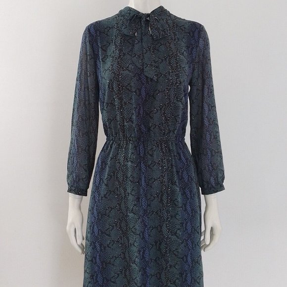 HUSH Snakeskin Neck-Tie Midi Maxi-Dress Size UK 12 EU 40 - Picture 4 of 10